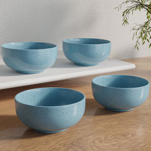 Sky Blue Marble Ceramic Bowl Set Of 4 - The Earth Store - Bowl